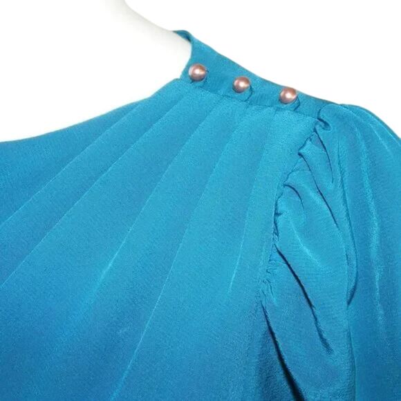 CHARLEE ALLISON Dress, S/XS, Blue, Asym Peplum, Gathered shoulder, VINTAGE - Picture 4 of 11